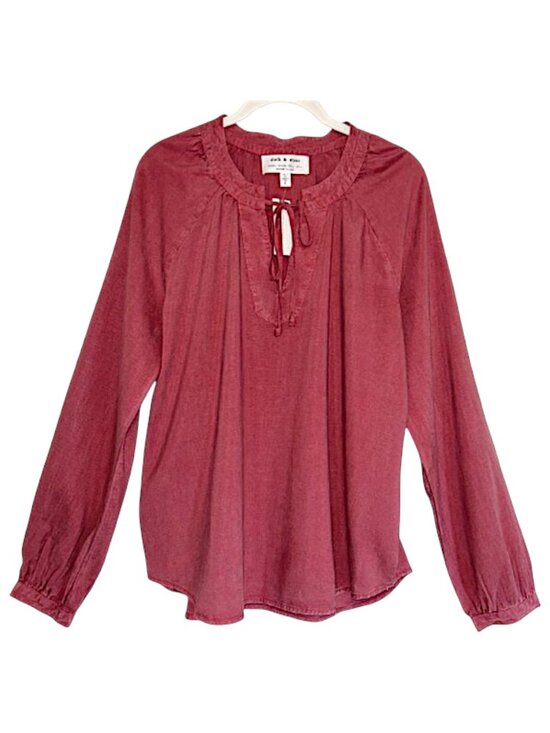 NWT Anthropologie Cloth & Stone Wine TENCEL Lyocell Blouse L Boho Fall Top - Picture 1 of 11